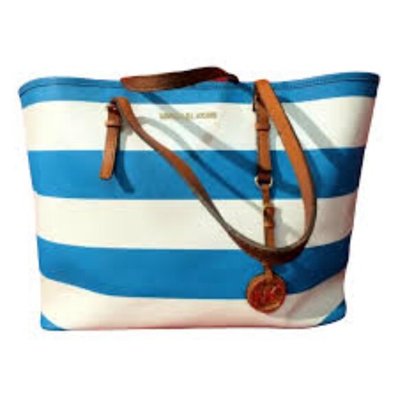Michael Kors Handbags - Michael Kors Jet Set Travel Stripe Calfskin Medium Tote Bag
